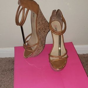 Brown/Gold Wedges Women 10